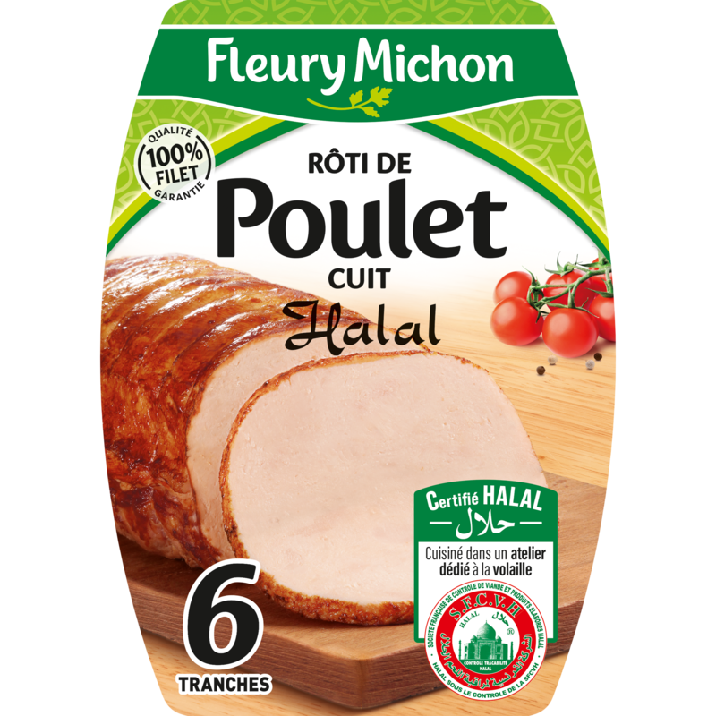 Rôti de poulet cuit halal