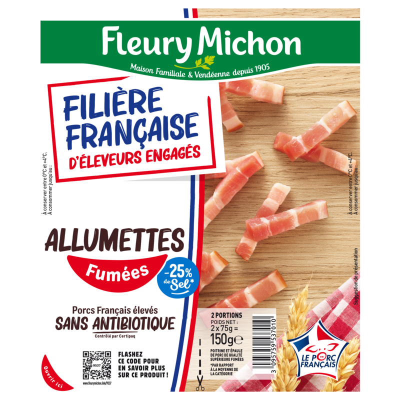 Allumettes Fumées Filière Française d'Eleveurs Engagés- 25 % sel