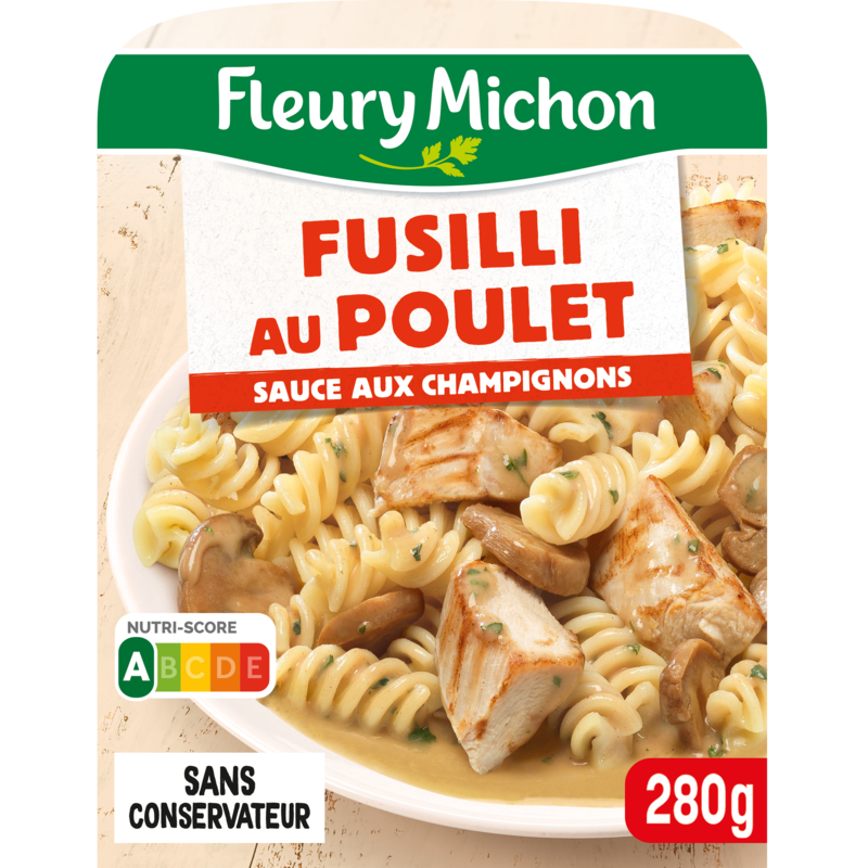 Fusilli au Poulet, sauce aux champignons