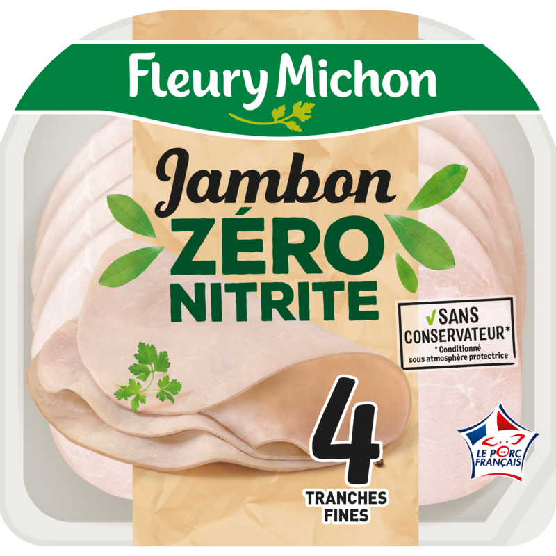 Fleury Michon Jambon Blanc Le Braisé, Conservation Sans Nitrites, 140g