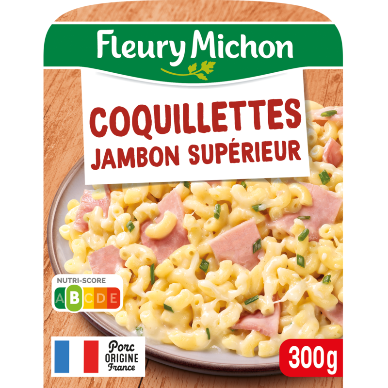 Coquillettes jambon supérieur crème fraîche, emmental