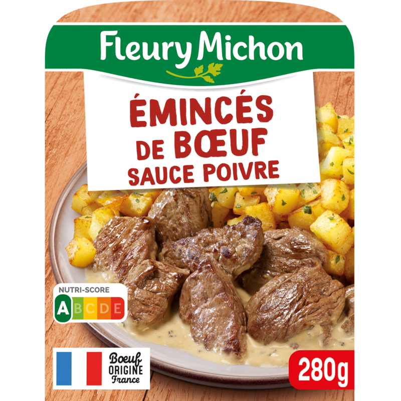 Emincés de boeuf sauce poivre pommes de terre