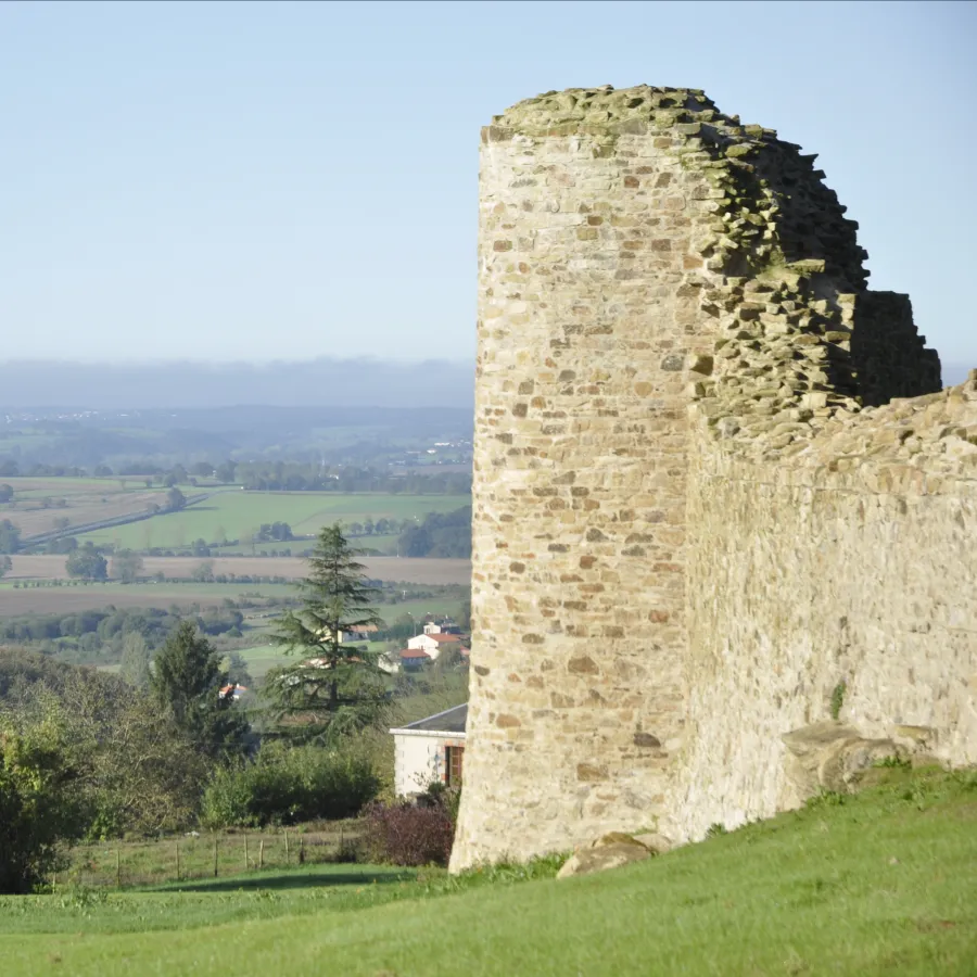 Paysage vendéen avec ruine d'un château 