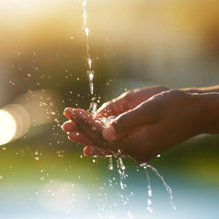 mains qui récupèrent de l'eau 