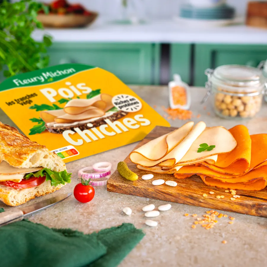 Planche gamme Tranches Végé Fleury Michon pack pois chiches 