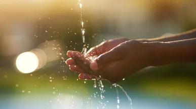 mains qui récupèrent de l'eau 