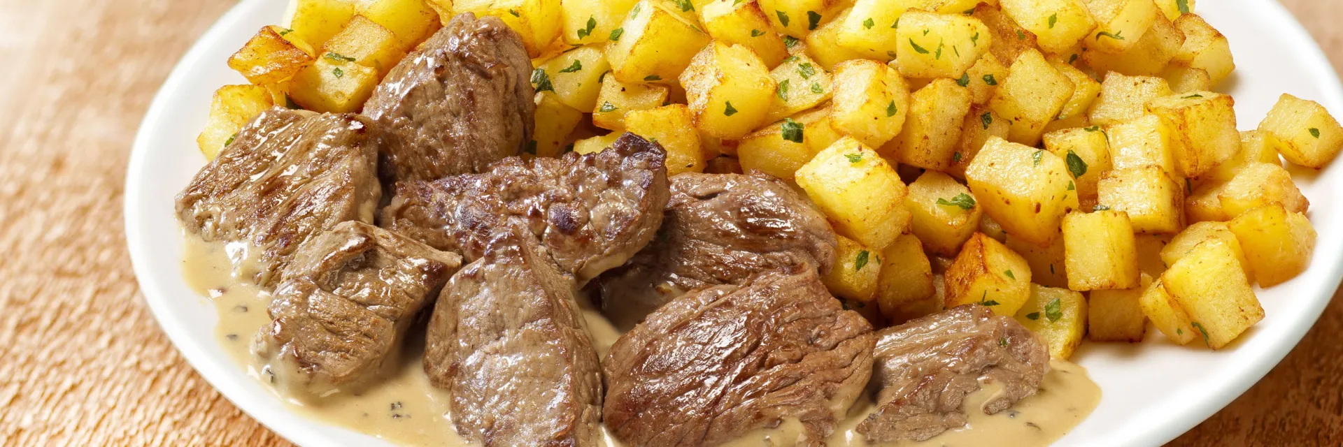 Emincés de boeuf sauce poivre pommes de terre Fleury Michon