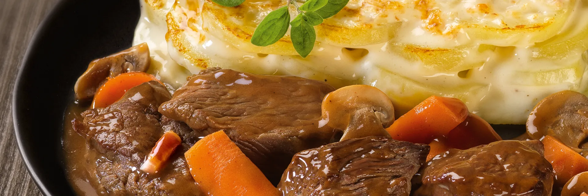 Le Boeuf Bourguignon et son gratin Dauphinois Fleury Michon