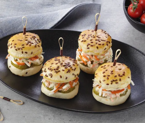 Recette mini burger au coleslaw de surimi Fleury Michon 