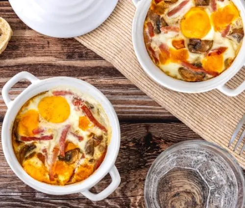 Recette oeuf cocotte au bacon Fleury Michon