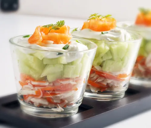 Recette verrines surimi concombre Fleury Michon