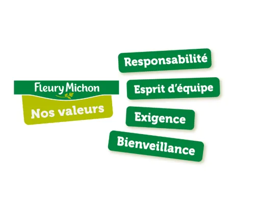 logo avec les valeurs de Fleury Michon 