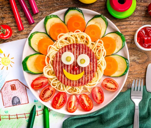 Recette assiette rigolote au haché de jambon Fleury Michon