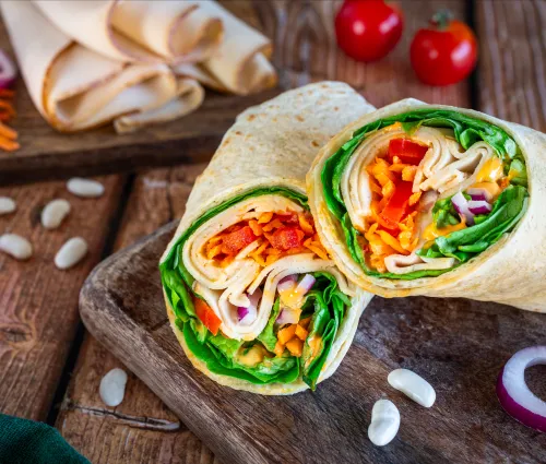 Recette de wrap coloré aux Tranches Végé Haricots Blancs Fleury Michon