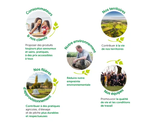 Infographie 5 piliers RSE Fleury Michon 