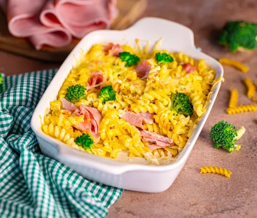 Recette gratin de pâtes jambon et brocolis Fleury Michon