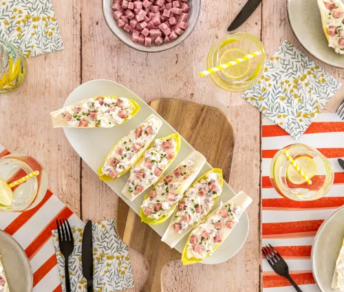 Recette endive au fromage frais & dés de jambon Fleury Michon