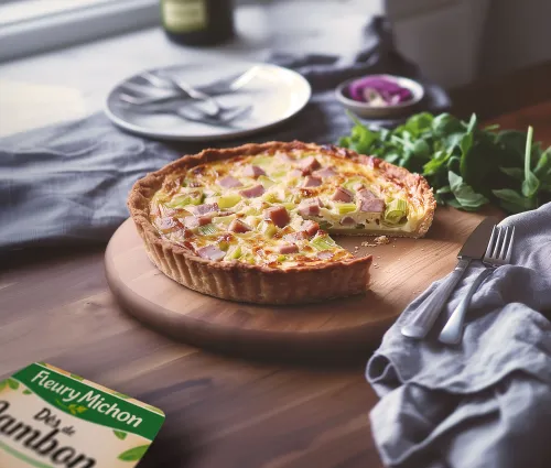 Quiche dés de jambon poireaux - Recette Fleury Michon
