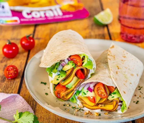 Wraps avocat, salade & Tranches Végé Haricots Rouges