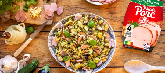 Recette fusilli au légumes grillés et rôti de porc Fleury Michon 