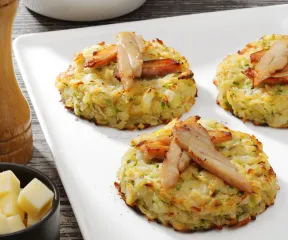 Recette rösti de courgettes filet de poulet et emmental Fleury Michon