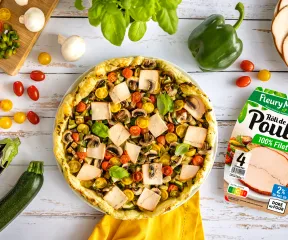 Recette tarte aux légumes du soleil pesto et rôti de poulet Fleury Michon 