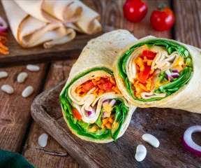 Recette de wrap coloré aux Tranches Végé Haricots Blancs Fleury Michon