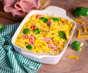 Recette gratin de pâtes jambon et brocolis Fleury Michon