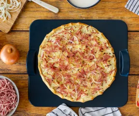 Recette flammekueche aux allumettes de jambon Fleury Michon 