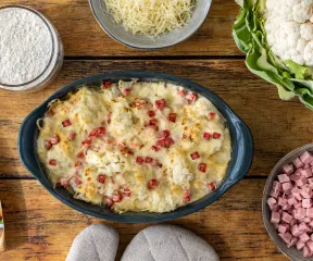 Recette gratin de chou-fleur & dés de jambon Fleury Michon 
