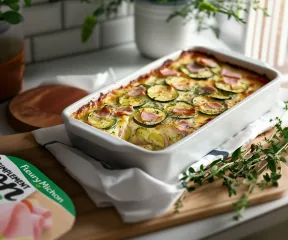 Gratin de courgettes au jambon - Recette de Fleury Michon