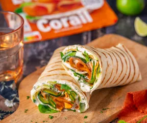 un wrap toasté végétarien avec des tranches végé fleury Michon lentille corail 