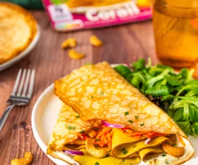 Crêpe froment inspiration indienne avec tranches végé curry cumin