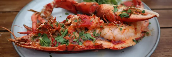 Homard grillé sur une assiette