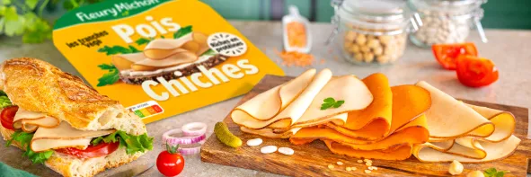 Planche gamme Tranches Végé Fleury Michon pack pois chiches