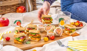 scène de pique nique dans la nature avec les produits fleury michon